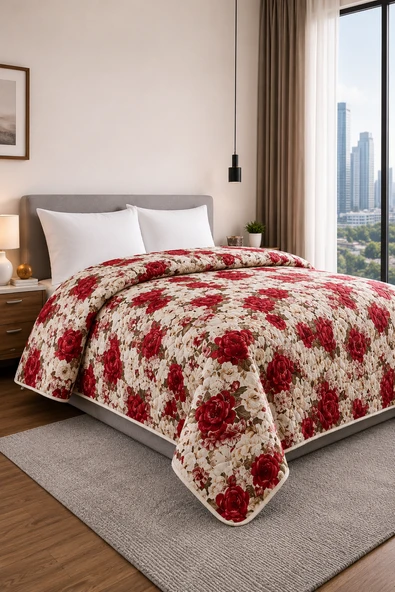 Yatak Örtüsü - Çok Amaçlı - 100% Polyester - Hassas Tuşeli - Basklı - Lüx - Premium - 200 cm x 220 cm ürün görseli 1