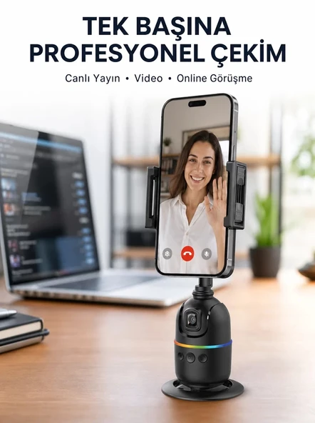 Nevamel® Canlı Yayın ve Video Çekimleri İçin Otomatik Yüz Takipli Masaüstü Gimbal Yeni Nesil ürün görseli 1