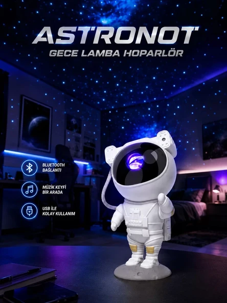 Nevamel® Projeksiyon Astronot Lamba Speaker Sevimli Astronot Bluetooth Hoparlör Yeni Nesil ürün görseli 1