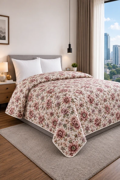 Yatak Örtüsü - Çok Amaçlı - 100% Polyester - Hassas Tuşeli - Basklı - Lüx - Premium - 200 cm x 220 cm ürün görseli 1