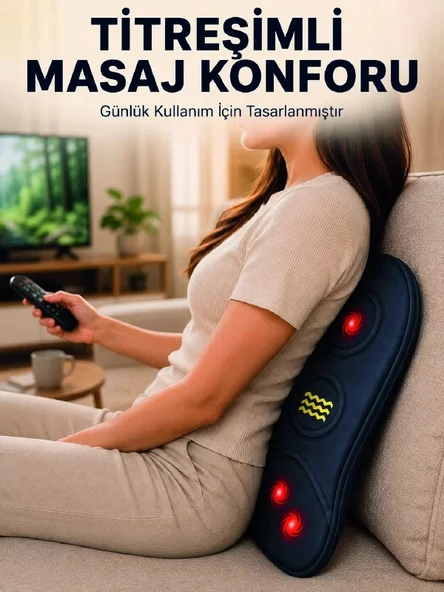 Nevamel® Ergonomik Isıtmalı Bel Masaj Minderi Sırt Destek Minderi ürün görseli 1