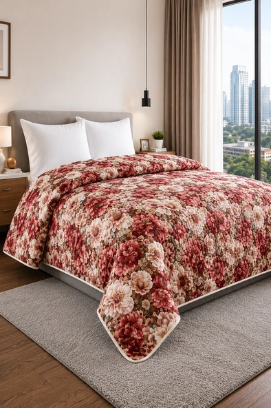 Yatak Örtüsü - Çok Amaçlı - 100% Polyester - Hassas Tuşeli - Basklı - Lüx - Premium - 200 cm x 220 cm ürün görseli 1