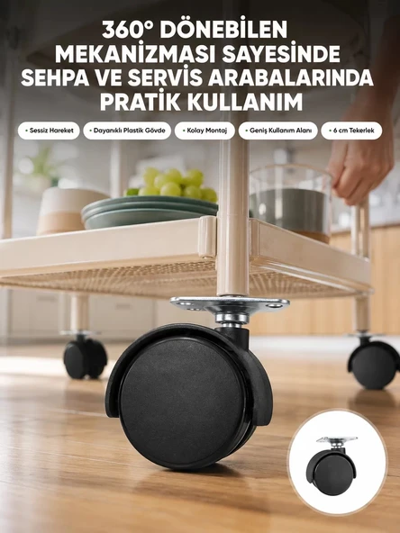 Nevamel® Mobilya Tekerleği 6 cm Kilitsiz Tekli Satış ürün görseli 1