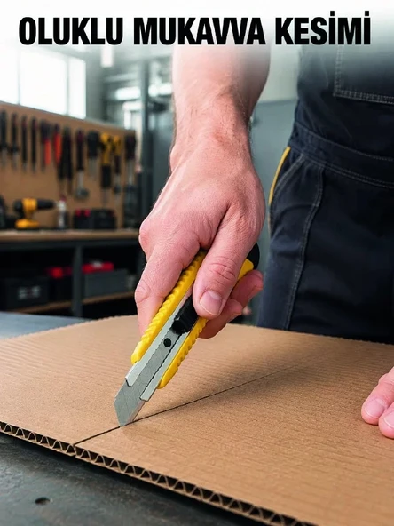 Nevamel® Metal Gövdeli 5’li Falçata Seti Profesyonel Maket Bıçağı Karton Koli  Kesici ürün görseli 1