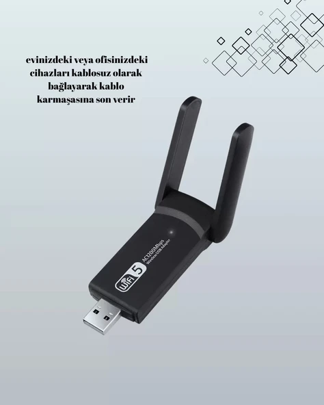 Nevamel® USB WiFi Adaptör – 1200 Mbps Hız - Resim 3