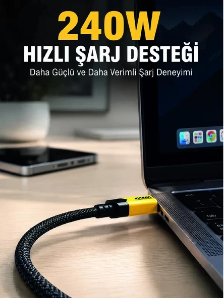 Nevamel® 240W 3'ü 1 Arada Hızlı Şarj Kablosu USB Type-C Lightning Micro USB ürün görseli 1