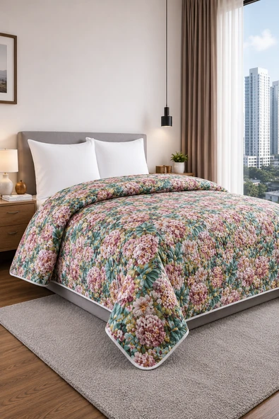 Yatak Örtüsü - Çok Amaçlı - 100% Polyester - Hassas Tuşeli - Basklı - Lüx - Premium - 200 cm x 220 cm ürün görseli 1