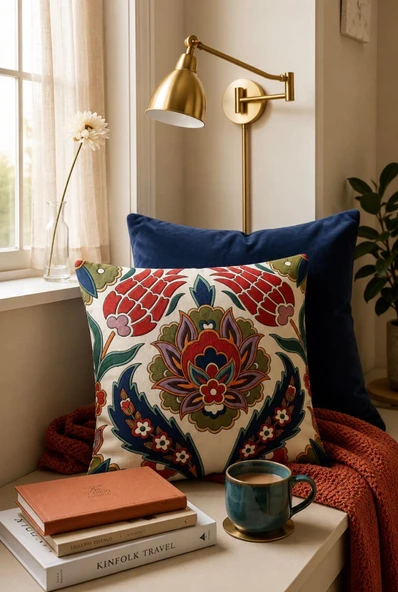 Premium Goblen Nakış Kırlent Kılıf 40 cm x 40 cm - 1 Adet ürün görseli 1