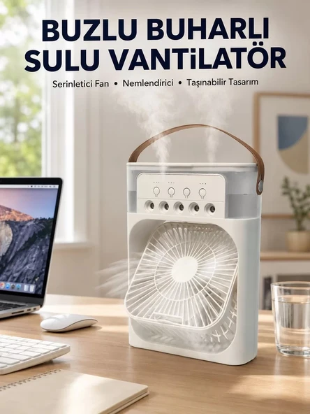Nevamel® Spreyli Mini Masaüstü Fan | 500ML Su Hazneli 3 Kademeli Soğutucu Yeni Nesil ürün görseli 1