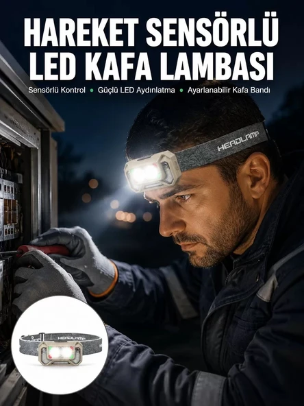 Nevamel® Şarjlı Wave Sensörlü LED Kafa Feneri Outdoor Kullanım Yeni Nesil ürün görseli 1
