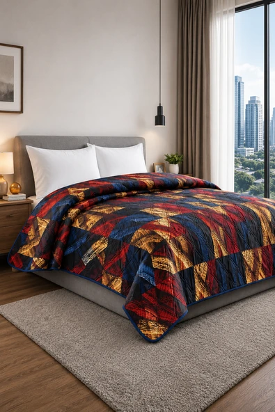 Yatak Örtüsü - Çok Amaçlı - 100% Polyester - Hassas Tuşeli - Basklı - Lüx - Premium - 200 cm x 220 cm ürün görseli 1