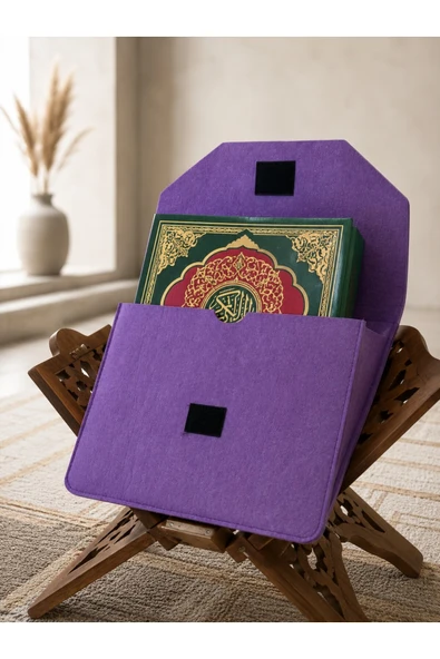 Kuran-ı Kerim / Kitap Kılıf Çantası - Büyük Boy - Mor ürün görseli 1
