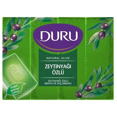 DURU Natural Sabun 4x160g Zeytinyağlı - %100 Bitkisel Bazlı Doğal Temizlik 4'li Avantaj Paketi ürün görseli 1
