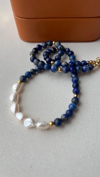 Lapis lazuli inci kolye - Resim 6