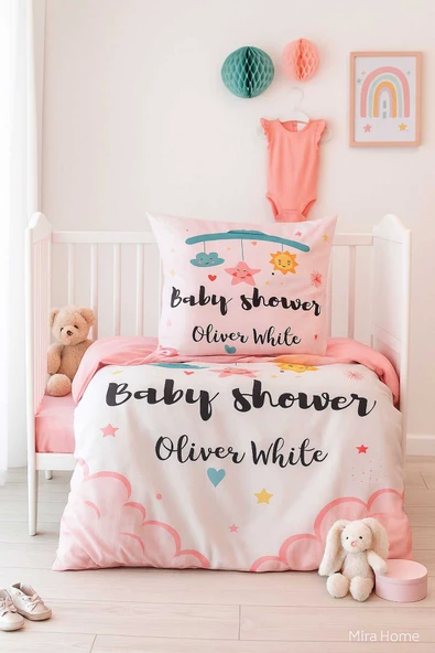 Yenidoğan Kız Bebek Nevresim Takımı %100 Pamuklu Baby Shower White ürün görseli 1