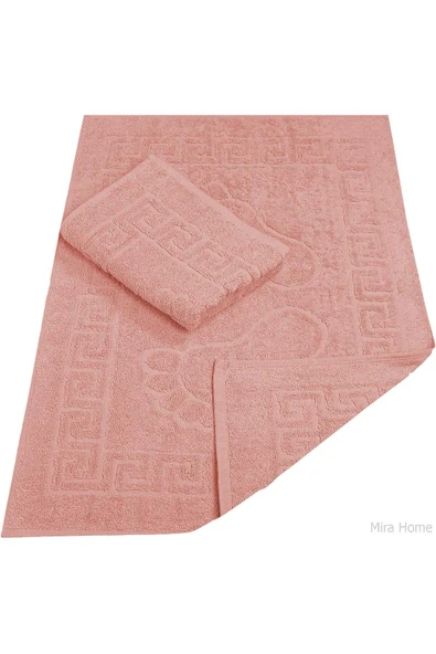 2 Li Banyo Ayak Havlusu %100 Pamuk 50X70 Cm Menesch Somon ürün görseli 1