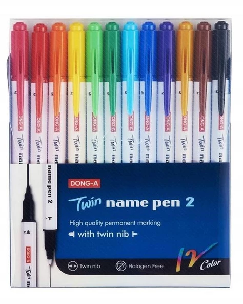 Dong A Twin Name Pen 2 Çift Yönlü Kalem 12 Renk ürün görseli 1
