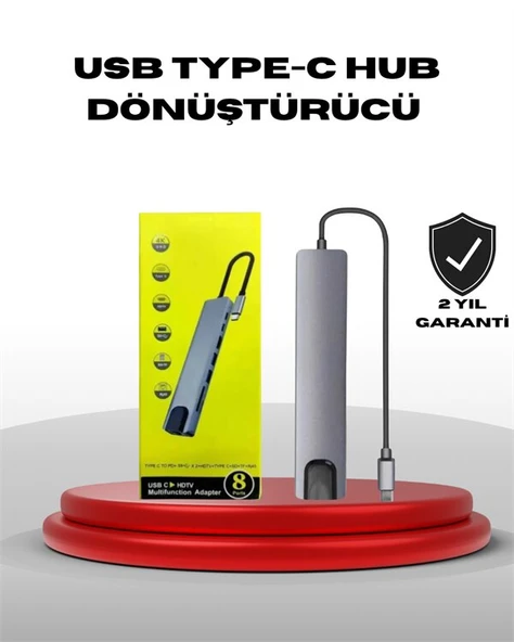 4K HDMI Çıkışlı, Gigabit Ethernet'li USB‑C Çoklu Port Hub ürün görseli 1