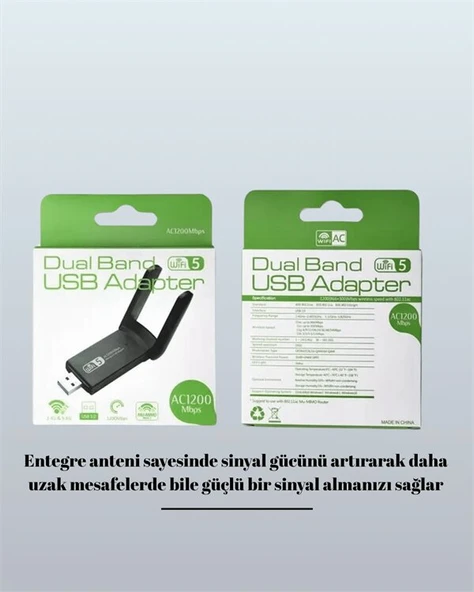USB WiFi Adaptör – 1200 Mbps Hız - Resim 4