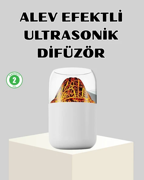 Ultrasonik Alev Efektli Aromaterapi Difüzörü USB Şarjlı ve Otomatik Kapanma Özellikli ürün görseli 1