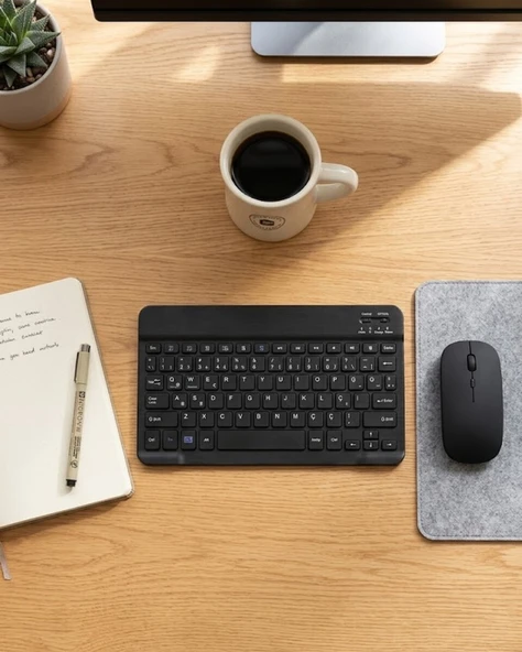Kablosuz Klavye ve Mouse Kombosu Bluetooth Uyumlu Sessiz Set ürün görseli 1