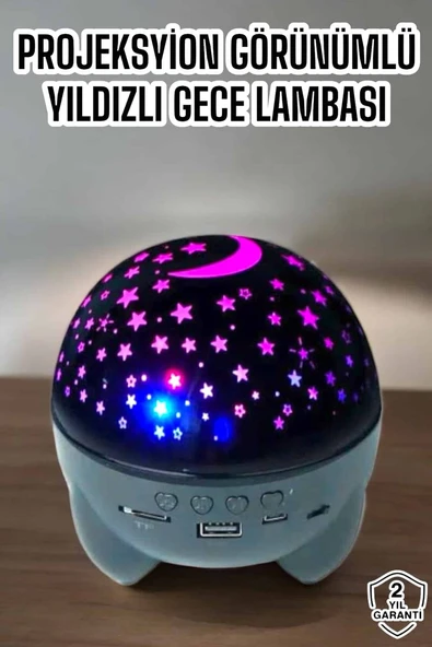 Yıldız Yansıtmalı Projeksiyon Gece Lambası Şarjlı Taşınabilir ürün görseli 1