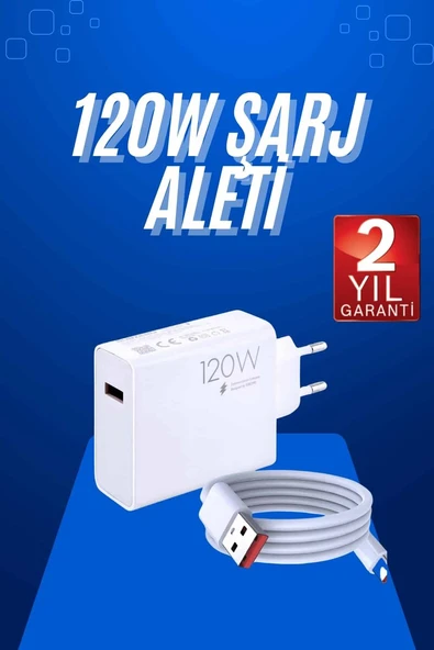 120 Watt Turbo Hızlı Şarj Aleti Seti Hızlı Şarj Adaptörü Beyaz ürün görseli 1