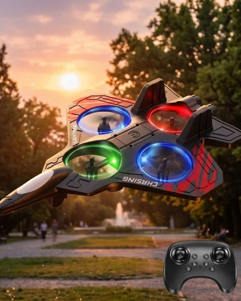 Uzaktan Kumandalı Drone Uçak LED Işıklı 360 Derece Akrobatik Hareket Özellikli ürün görseli 1