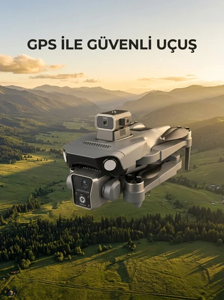 Ekranlı Kumandalı GPS Drone Çift Kameralı Katlanabilir Hava Aracı ürün görseli 1