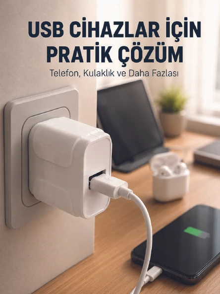 12W USB Şarj Adaptörü 5V 2.4A Hızlı ve Güvenli Şarj Başlığı ürün görseli 1