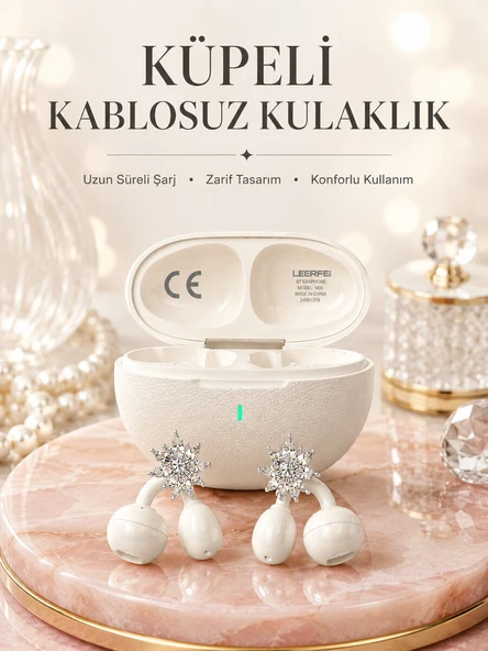 Küpeli Kablosuz Kulaklık Uzun Süreli Batarya Performansı ürün görseli 1