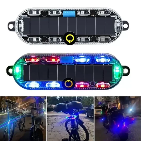 Pm-25928 Güneş Enerjili Çok Renkli Led Flaşörlü İkaz Lambası Su Geçirmez ürün görseli 1