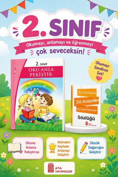 2.Sınıf Oku Anla Pekiştir + Eş Anlamlı, Zıt Anlamlı ve Eş Sesli Kelimeler Sözlüğü ürün görseli 1