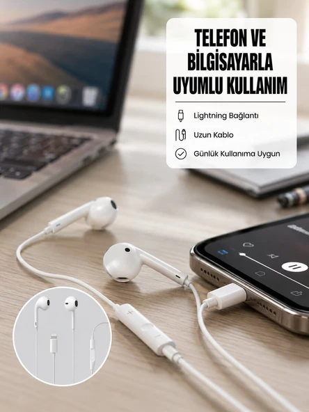 Yüksek Ses Kaliteli Mikrofonlu Kablolu Kulak İçi Kulaklık Yeni Nesil ürün görseli 1