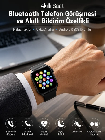 Dokunmatik Ekran, Bluetooth Görüşme, Akıllı Bildirim Ve Günlük Aktivite Takibi ürün görseli 1
