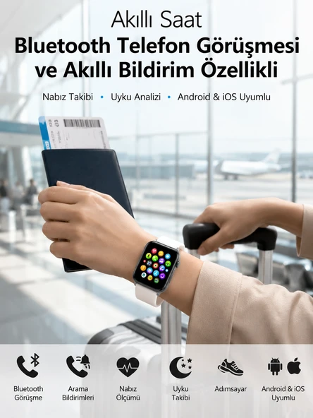 Dokunmatik Ekranı, Görüşme Desteği Akıllı Bildirim Özellikleriyle Teknolojiyi Bileğinize Taşıyan Akıllı Saat ürün görseli 1