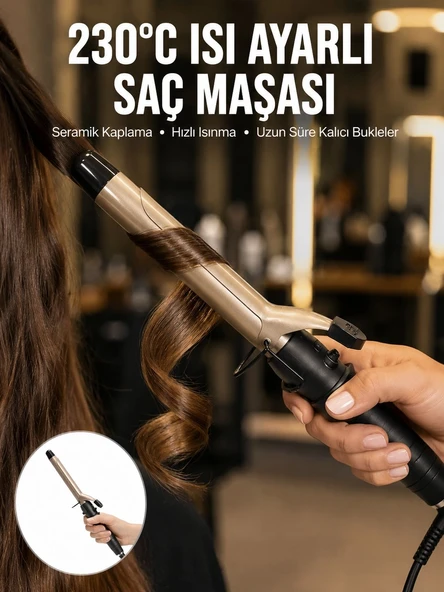 230 Derece Isı Ayarlı Seramik Saç Maşası 25 Mm Yeni Nesil ürün görseli 1
