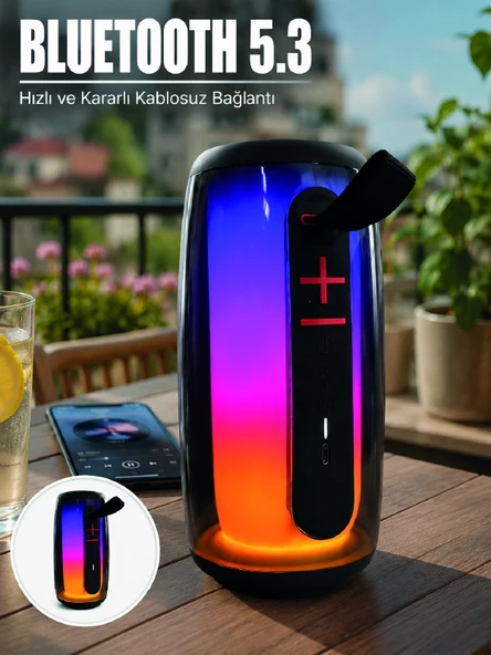 Rgb Led Taşınabilir Speaker Güçlü Bas Ses Girişli ürün görseli 1