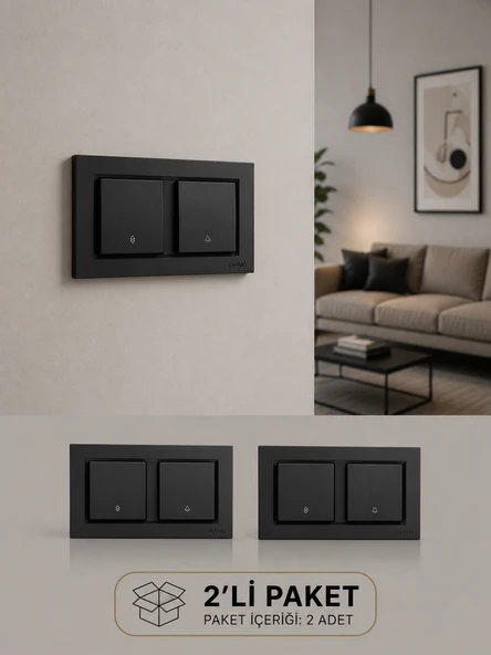 Ovivo Quantum Siyah Vaviyen+Zil Anahtarı Light 2 Adet ürün görseli 1