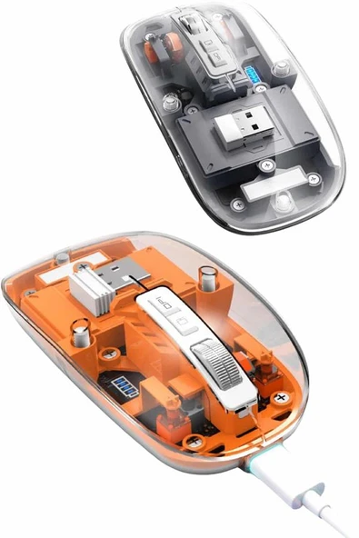 Mouse Mouse Şarjlı Sessiz 5 Tuşlu Şeffaf ürün görseli 1