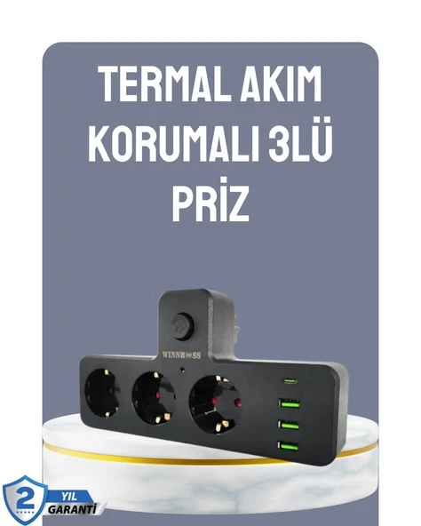 Anahtarlı Çoklu Priz 3 Usb 1 Hızlı Destekli ürün görseli 1