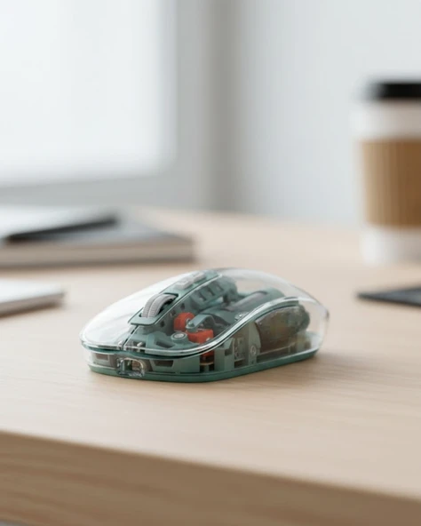 2.4G Usb Destekli Pilli Şeffaf Mouse ürün görseli 1