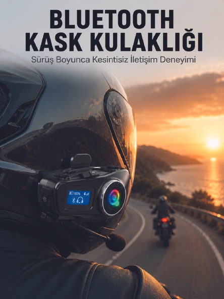 Lcd Ekranlı Kask Kulaklığı Fm Radyo Sd Kart Girişli ürün görseli 1