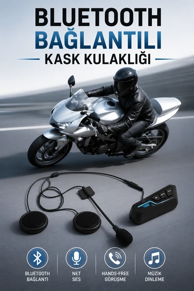 Kask Kulaklığı Motosiklet Intercom Interkom Dinleme Konuşma Özellikli Su Geçirmez ürün görseli 1