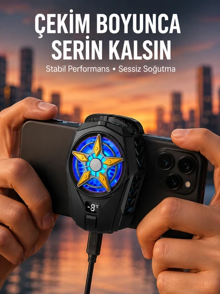 Oyunlar İçin Telefon Soğutucu – 65-85 Mm Uyumlu, Dijital Ekranlı Yeni Nesil ürün görseli 1