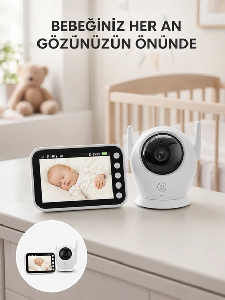 4.5 İnç Ekranlı Gece Görüşlü Bebek Kamerası Monitörü Yeni Nesil ürün görseli 1