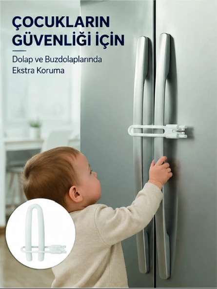 4 Adet Dolap Kapak Kilidi Ev İçi Güvenlik İçin Pratik Koruma Seti Yeni Nesil ürün görseli 1
