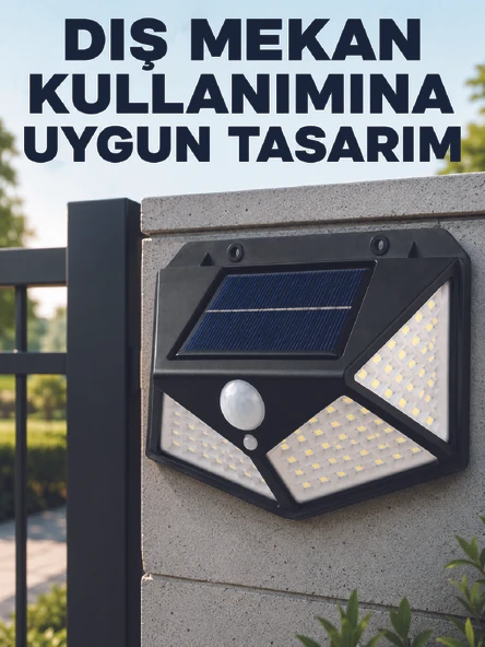 Bahçe Balkon Garaj Girişler İçin Güneş Enerjili Hareket Sensörlü Led Duvar Lambası ürün görseli 1