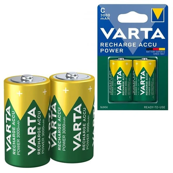 Varta HR14 3000Mah C Orta Boy 1.2 Volt Ni-Mh Şarjlı Pil 2Li Paket (Şarj Edilebilir) ürün görseli 1
