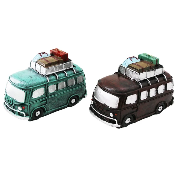 Nostaljik Otobüs Tasarımlı Biblo Kumbara - Dekoratif Model - Reçine ürün görseli 1
